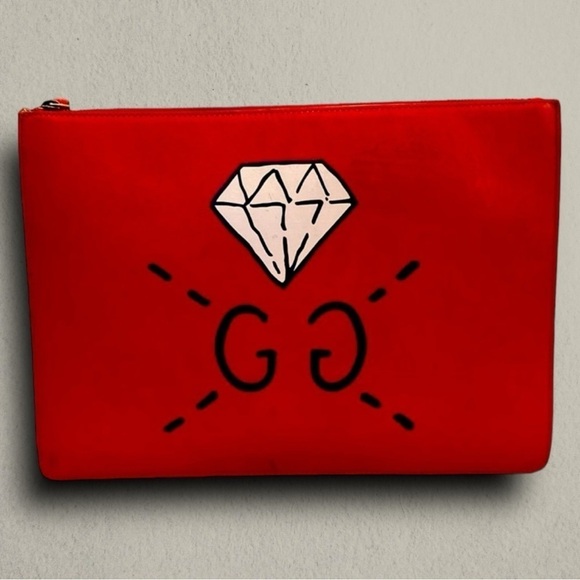 Gucci Ghost diamond zip pouch